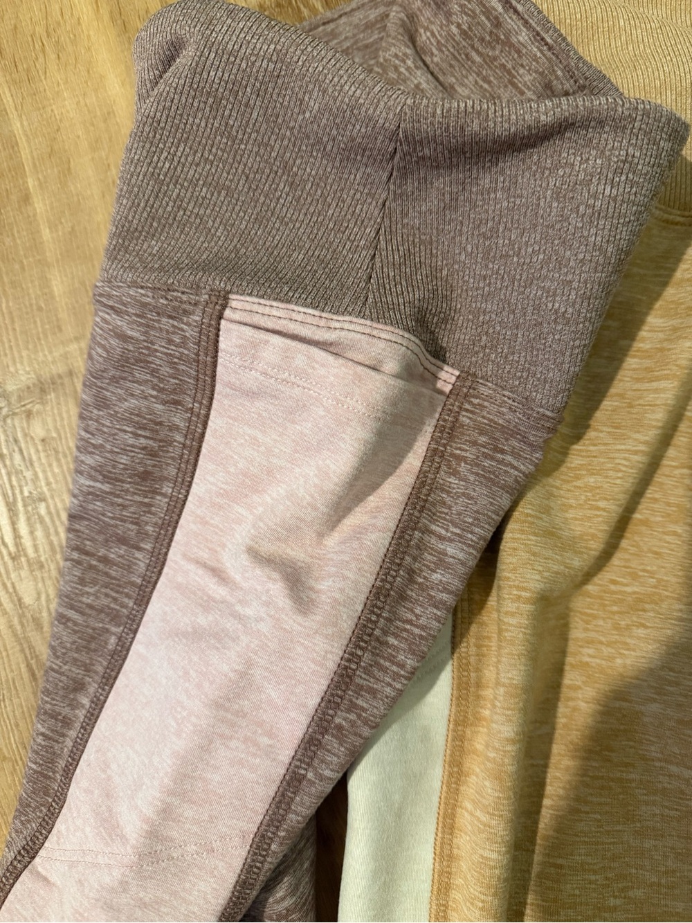 PINK Victoria’s Secret Cozy Leggings with Pockets ~ 3 Pair (Pink, Tan & Green) - Picture 4 of 5